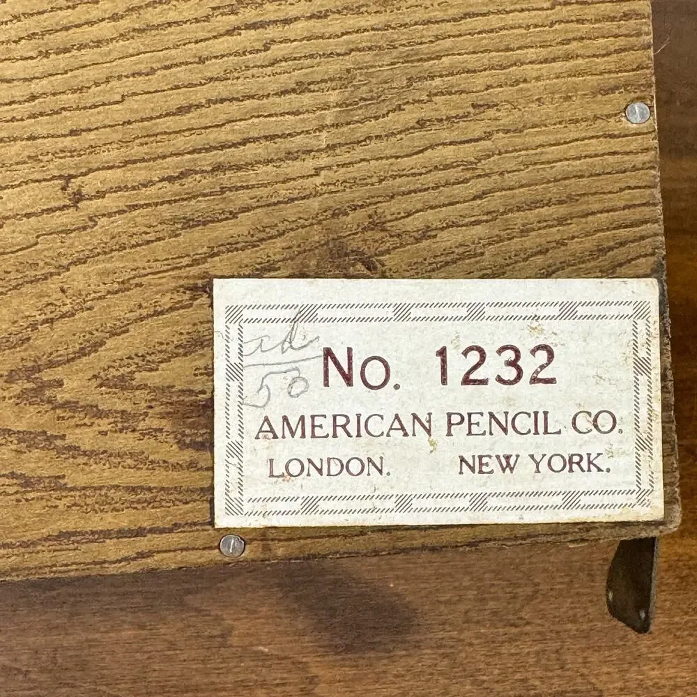 Vintage American Pencil Co No. 1232 Wood Pencil Box Schoolhouse Children Sliding